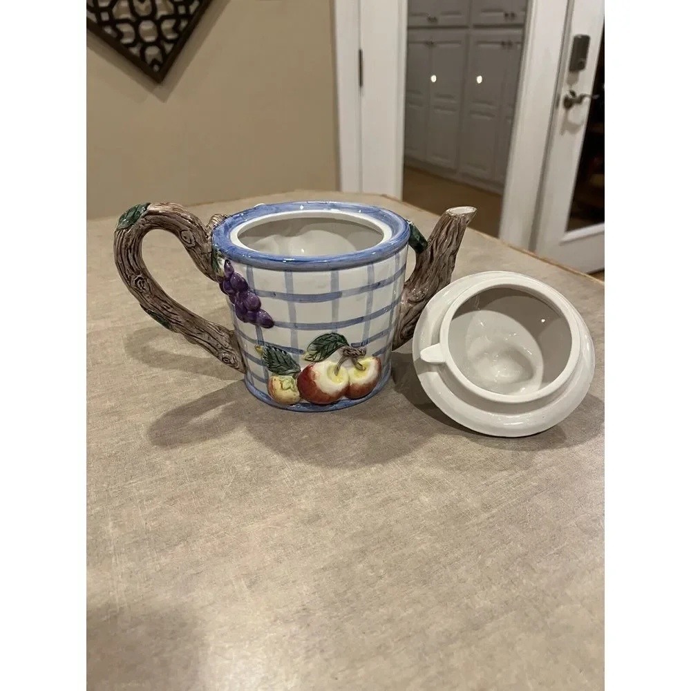 Fitz and Floyd Omnibus Vintage Fruit Arbor Teapot And Sugar Bowl 1994